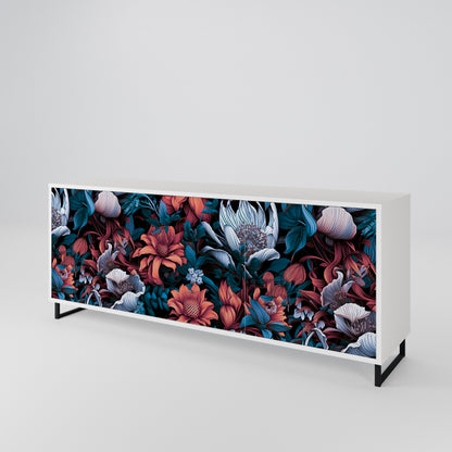 ETHEREAL BLOSSOMS Madia a 3 Ante in Finitura Bianca