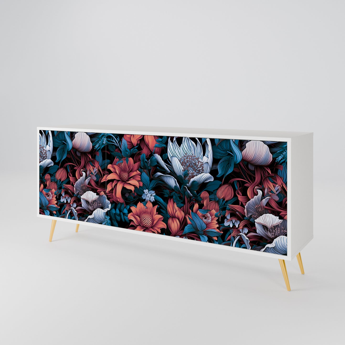 ETHEREAL BLOSSOMS Madia a 3 Ante in Finitura Bianca