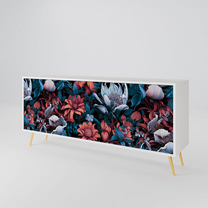 ETHEREAL BLOSSOMS Madia a 3 Ante in Finitura Bianca