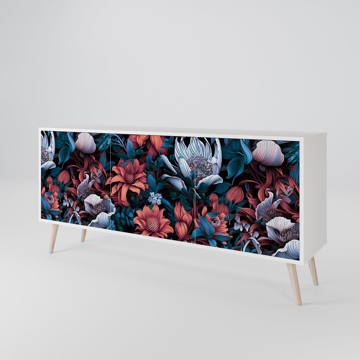 ETHEREAL BLOSSOMS Madia a 3 Ante in Finitura Bianca