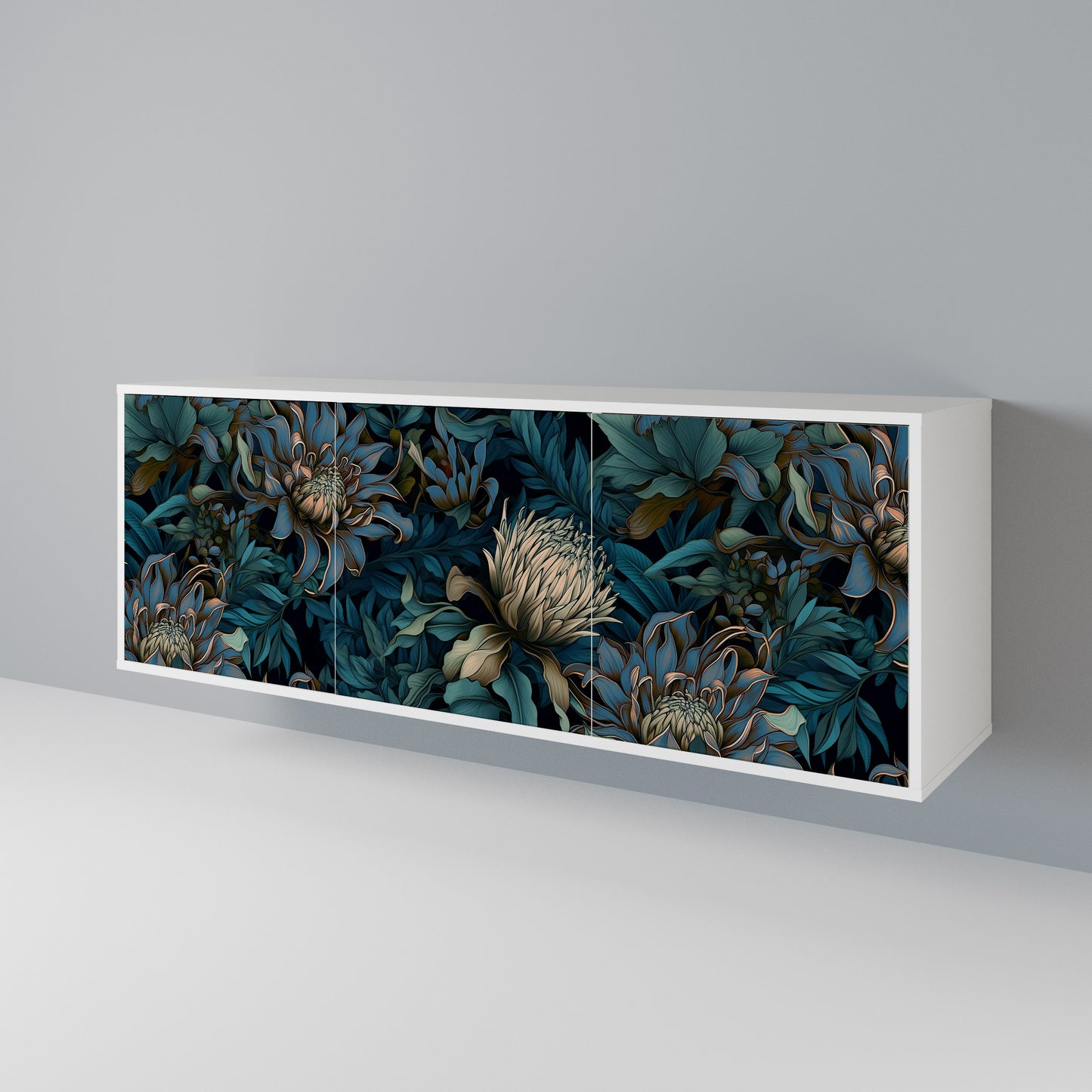 TWILIGHT BLOOM Madia a 3 Ante in Finitura Bianca