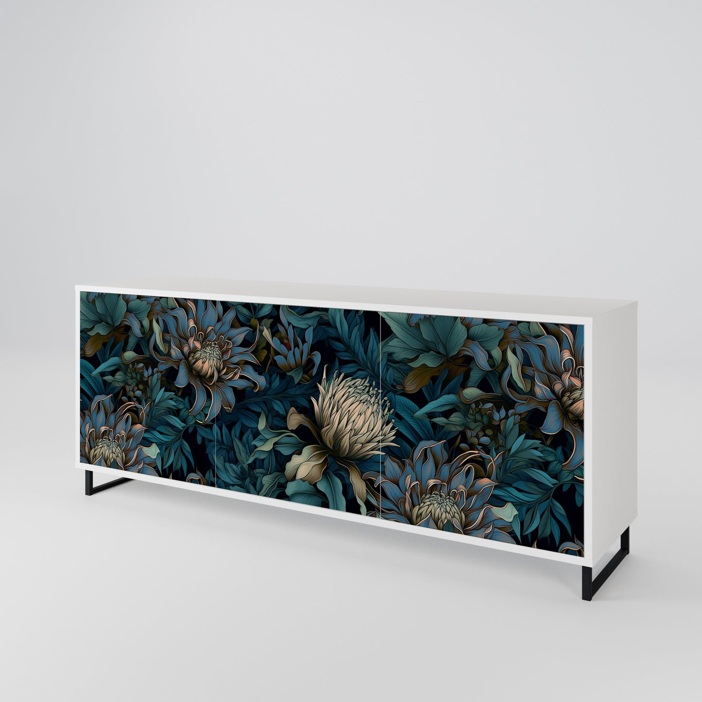 TWILIGHT BLOOM Madia a 3 Ante in Finitura Bianca