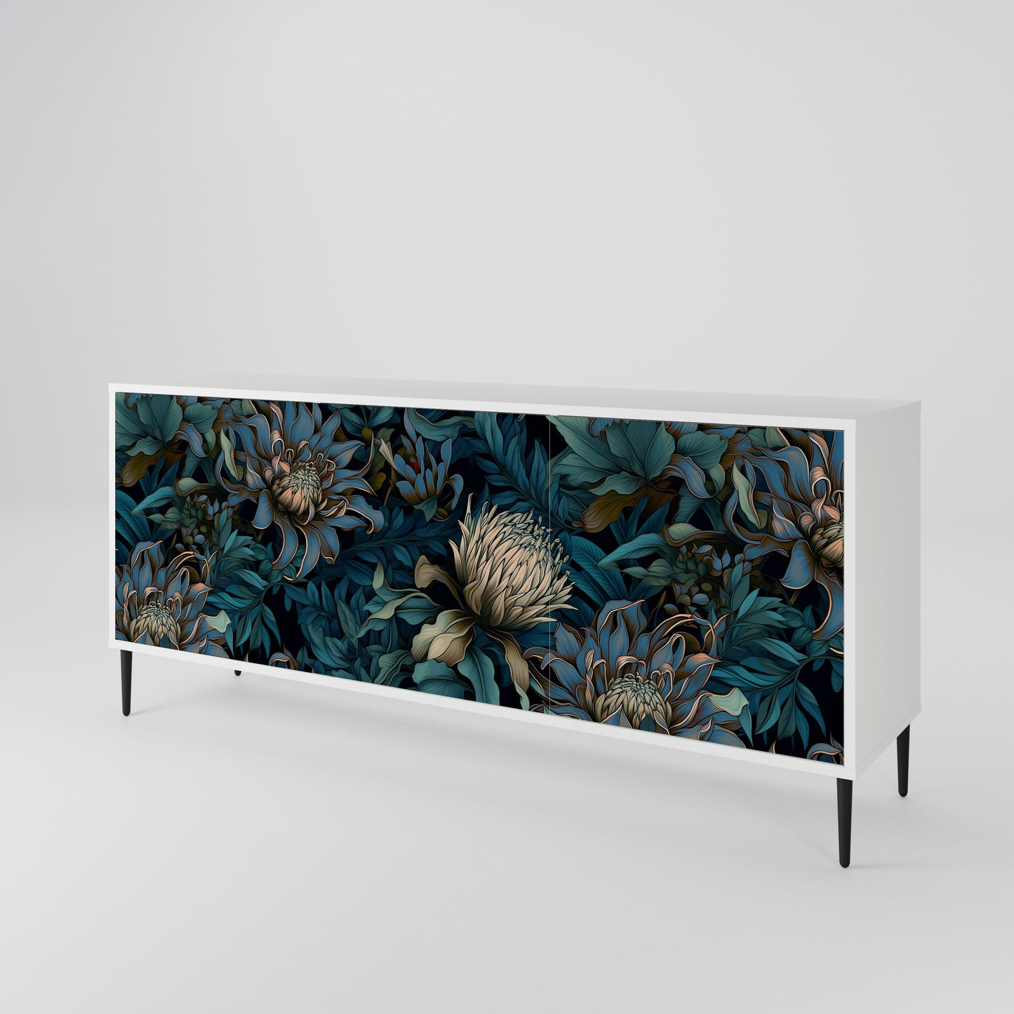 TWILIGHT BLOOM Madia a 3 Ante in Finitura Bianca