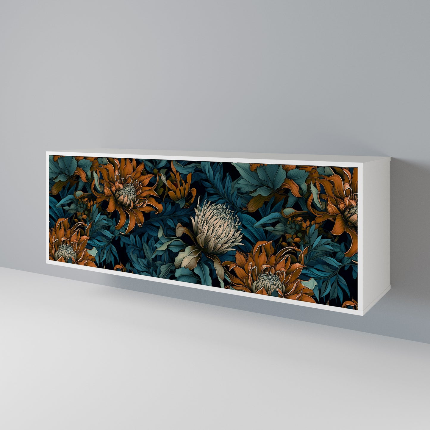 MORNING BLOOM Madia a 3 Ante in Finitura Bianca