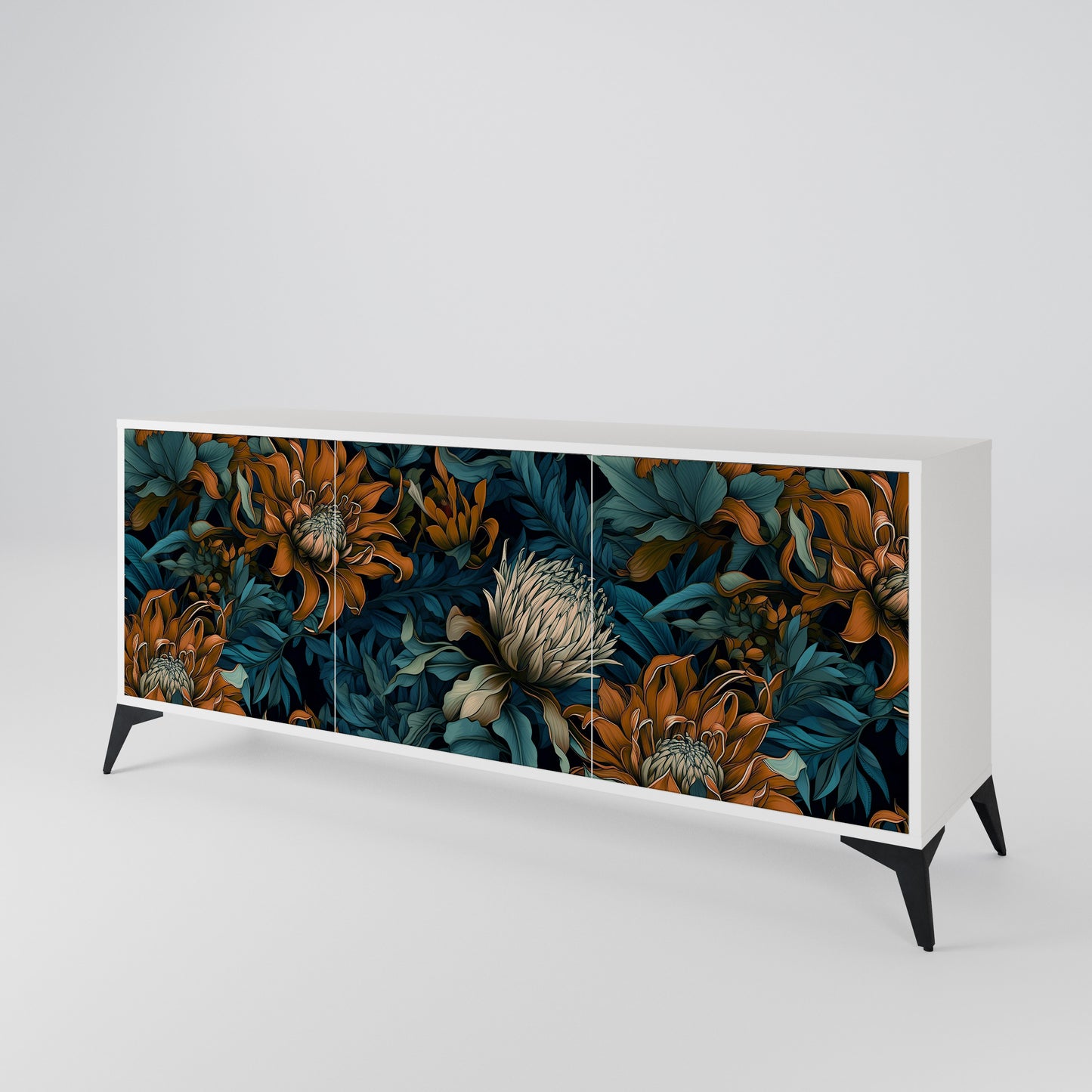 MORNING BLOOM Madia a 3 Ante in Finitura Bianca