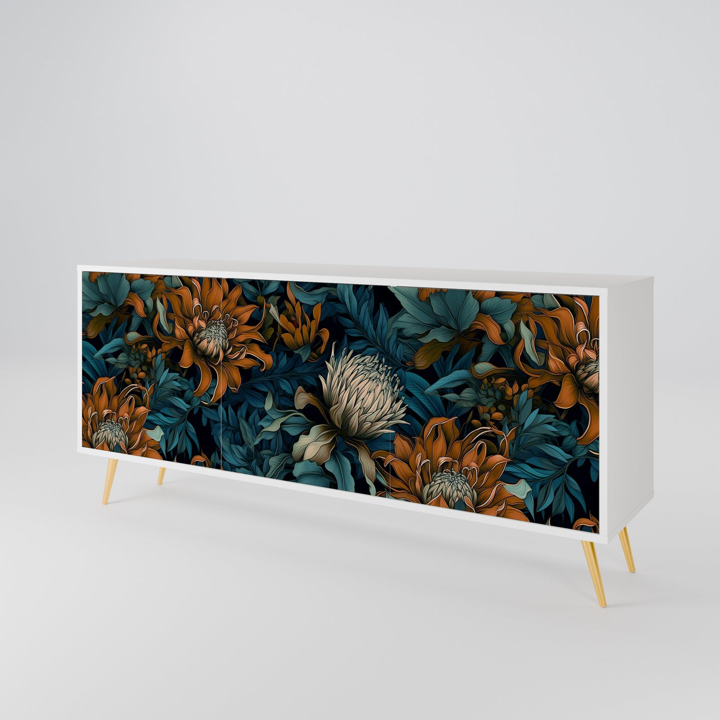 MORNING BLOOM Madia a 3 Ante in Finitura Bianca