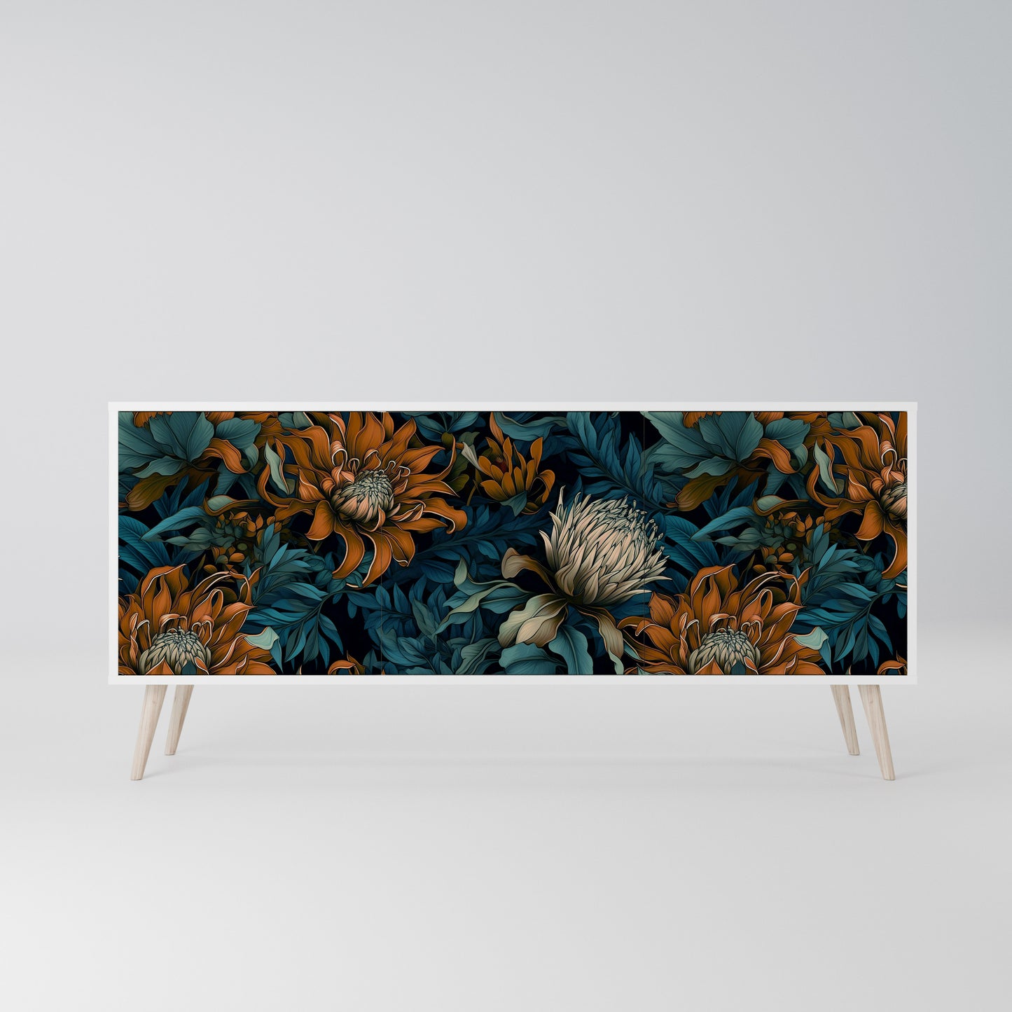 MORNING BLOOM Madia a 3 Ante in Finitura Bianca