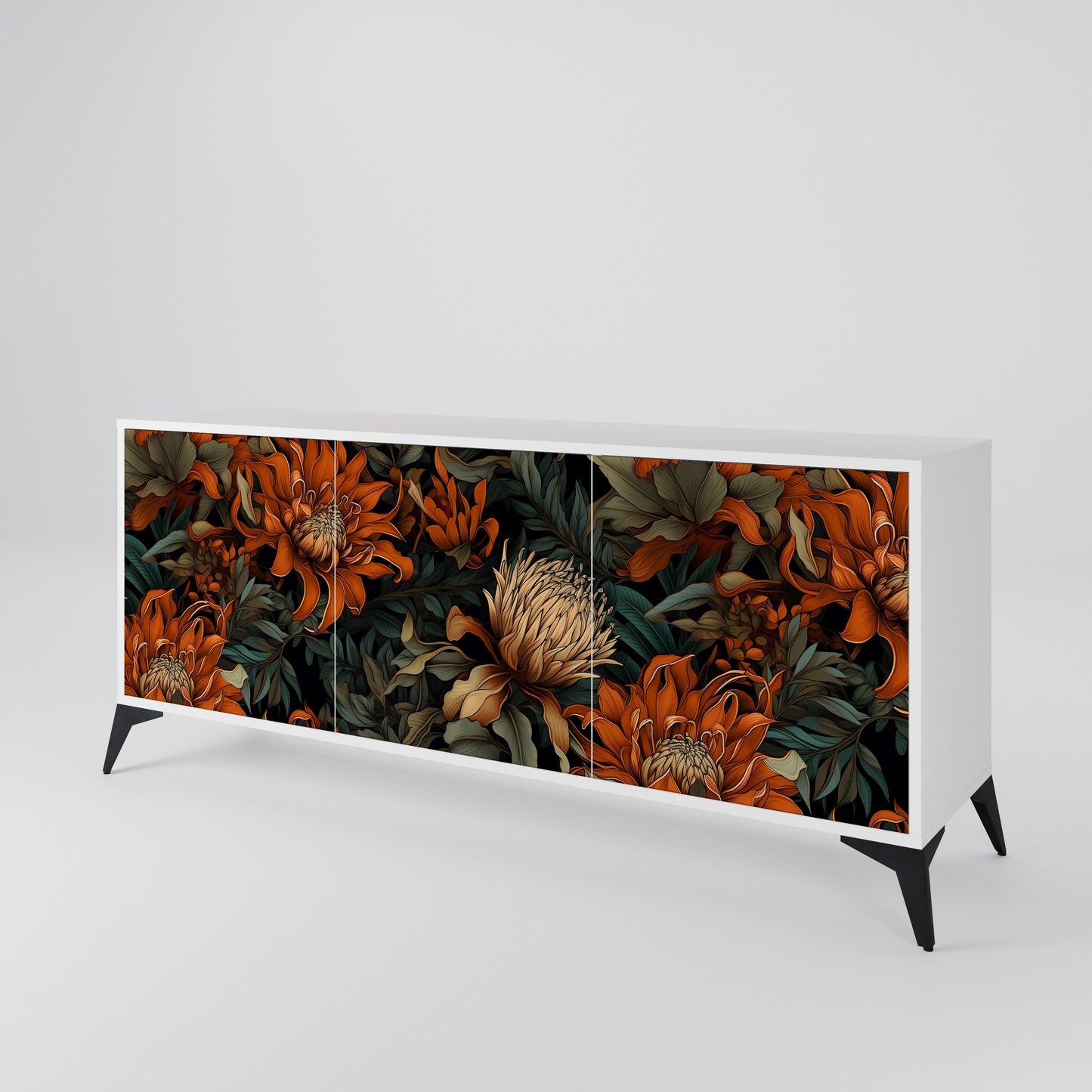 DAWN BLOOM Madia a 3 Ante in Finitura Bianca