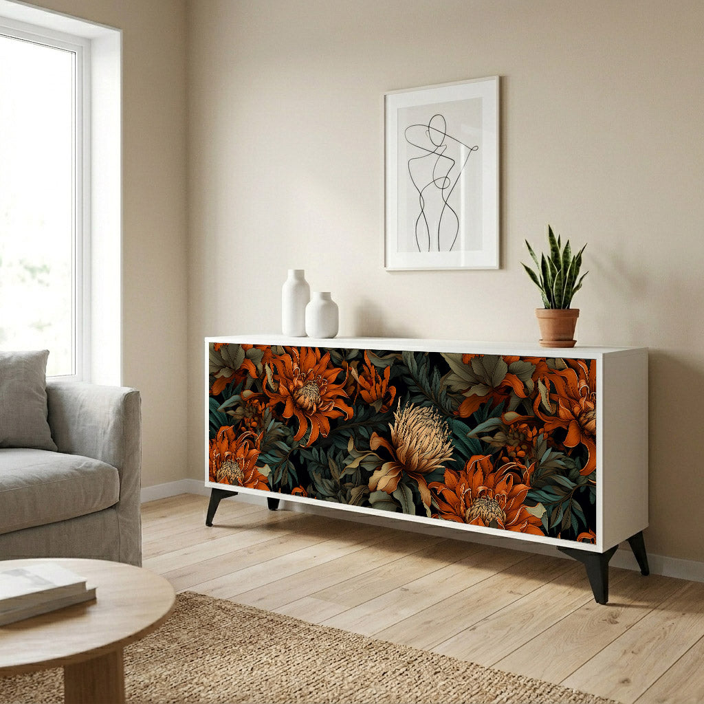 DAWN BLOOM Madia a 3 Ante in Finitura Bianca