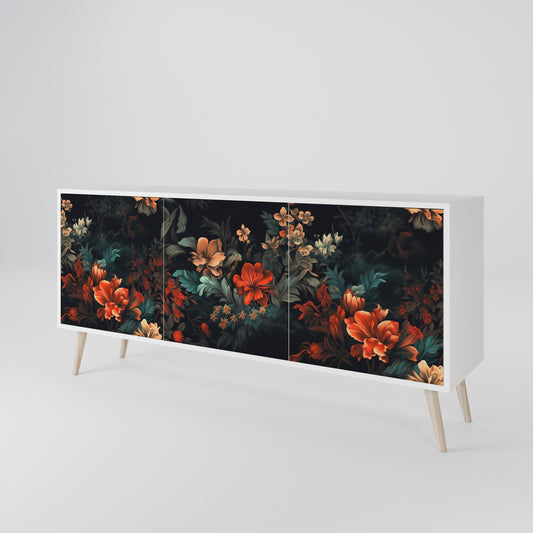 IMAGINARY BLOSSOM 3-Door Sideboard in White Finish