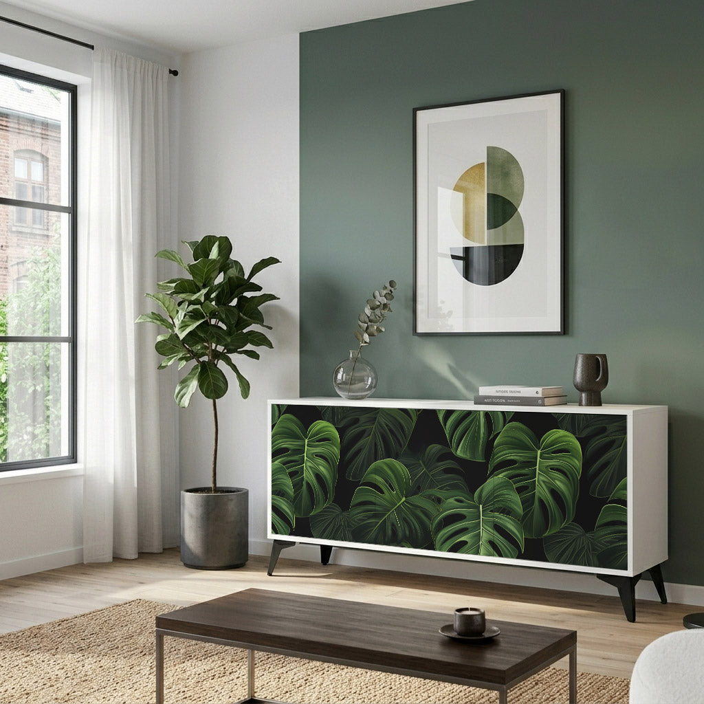 INFINITE MONSTERA Madia a 3 Ante in Finitura Bianca