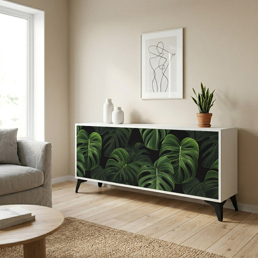 INFINITE MONSTERA Madia a 3 Ante in Finitura Bianca