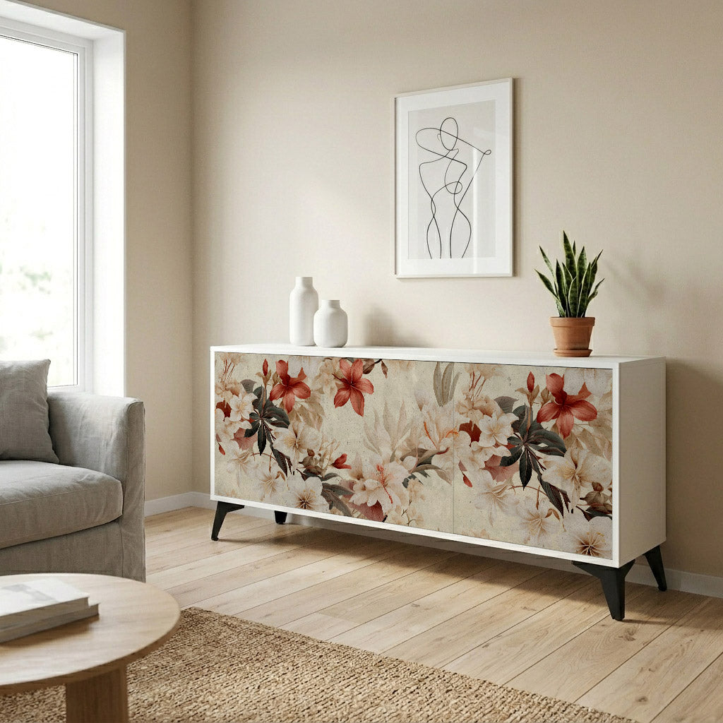 PETAL HARMONY Madia a 3 Ante in Finitura Bianca
