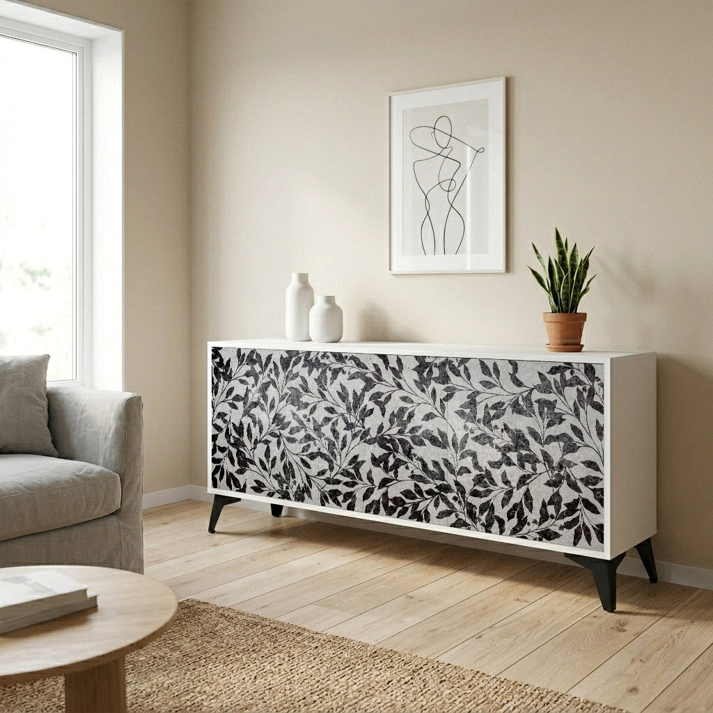 CHARCOAL SPROUT Madia a 3 Ante in Finitura Bianca