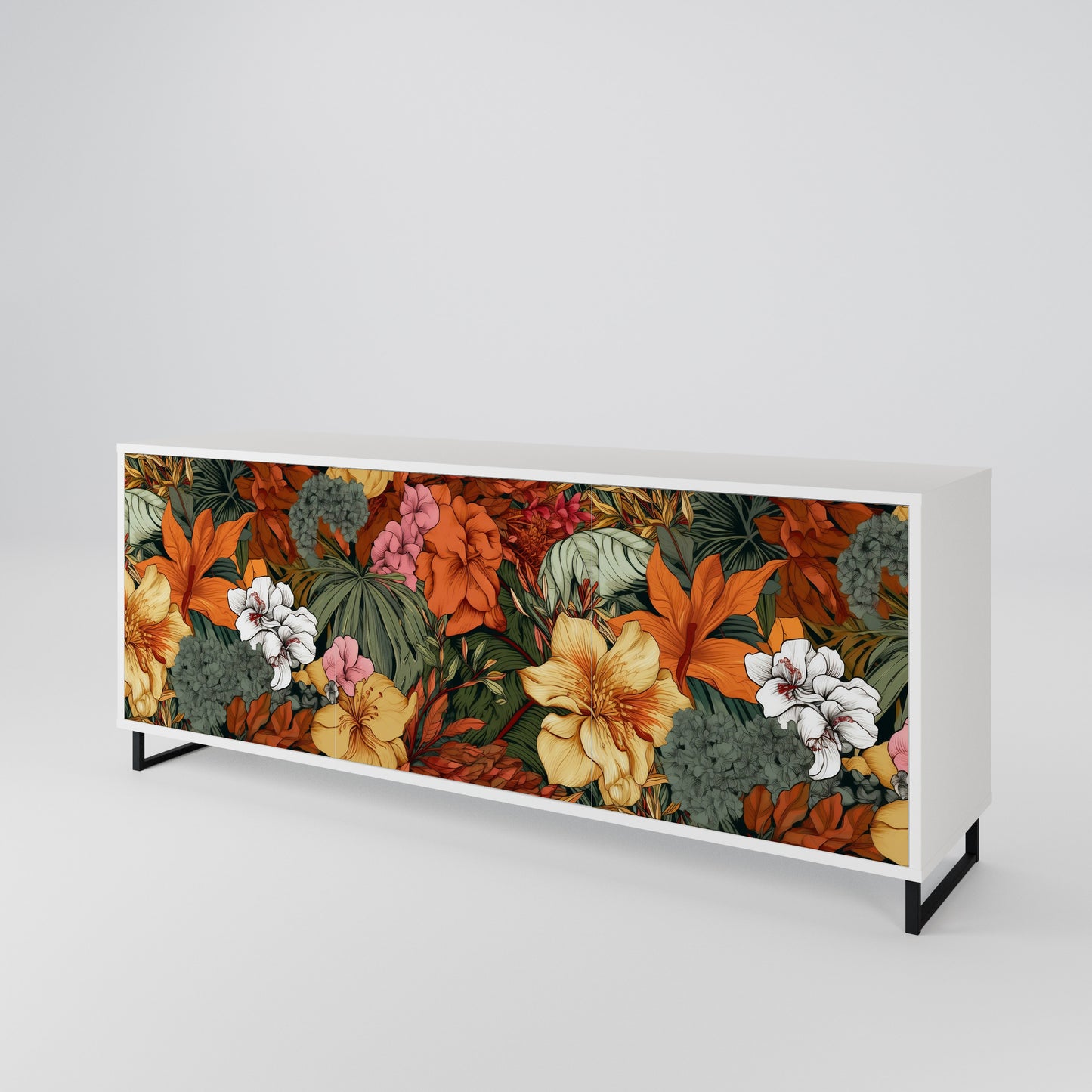 RADIANT FLORA Madia a 3 Ante in Finitura Bianca
