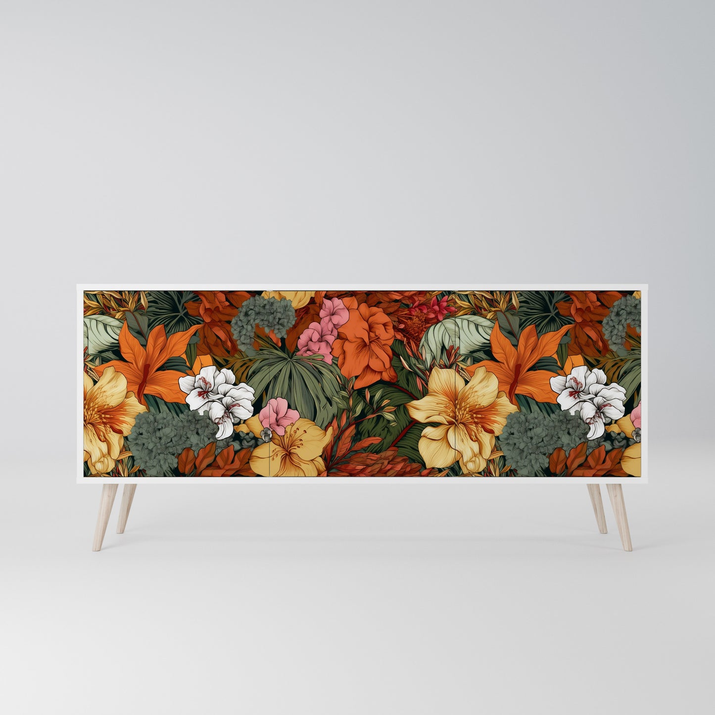 RADIANT FLORA Madia a 3 Ante in Finitura Bianca