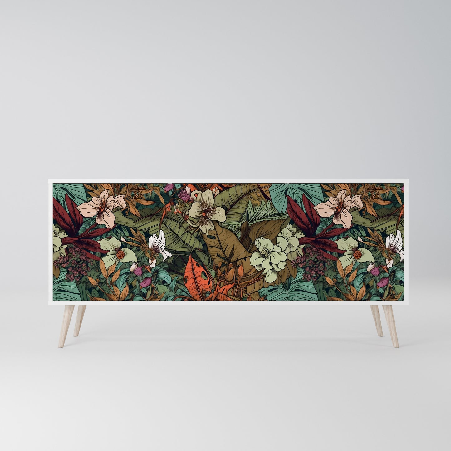 BOTANICAL EMERGENCE Madia a 3 Ante in Finitura Bianca