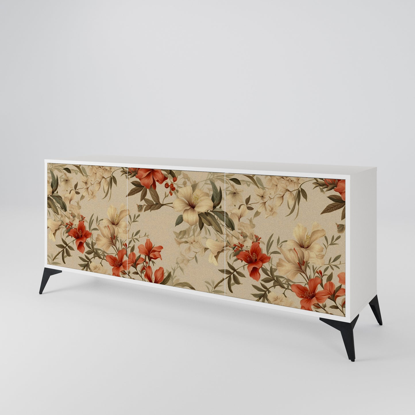 BLOOMING HARMONY Madia a 3 Ante in Finitura Bianca