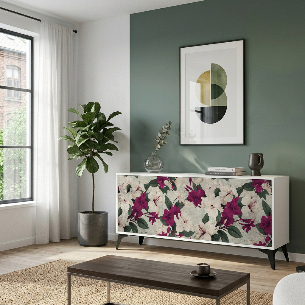 FLOWERET DREAM Madia a 3 Ante in Finitura Bianca