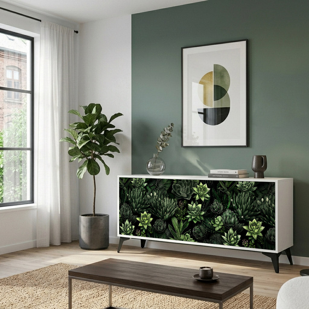 SUCCULENT JUNGLE Madia a 3 Ante in Finitura Bianca