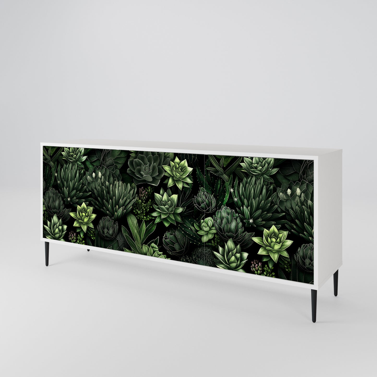 SUCCULENT JUNGLE Madia a 3 Ante in Finitura Bianca