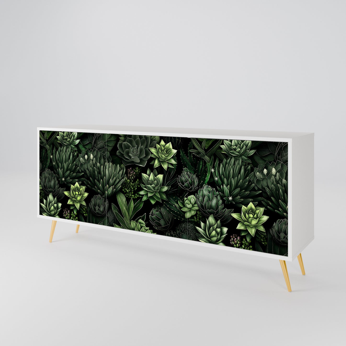 SUCCULENT JUNGLE Madia a 3 Ante in Finitura Bianca