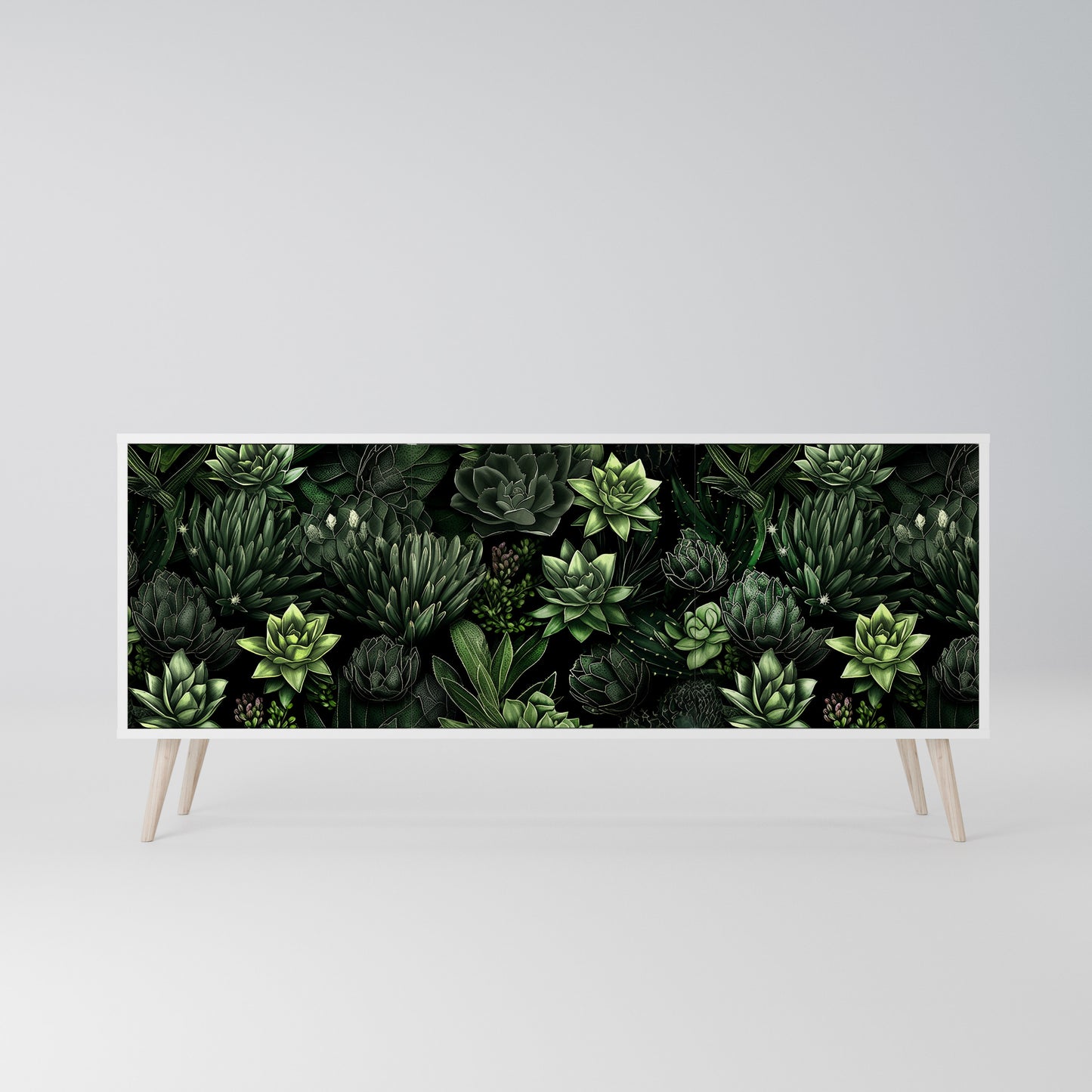 SUCCULENT JUNGLE Madia a 3 Ante in Finitura Bianca
