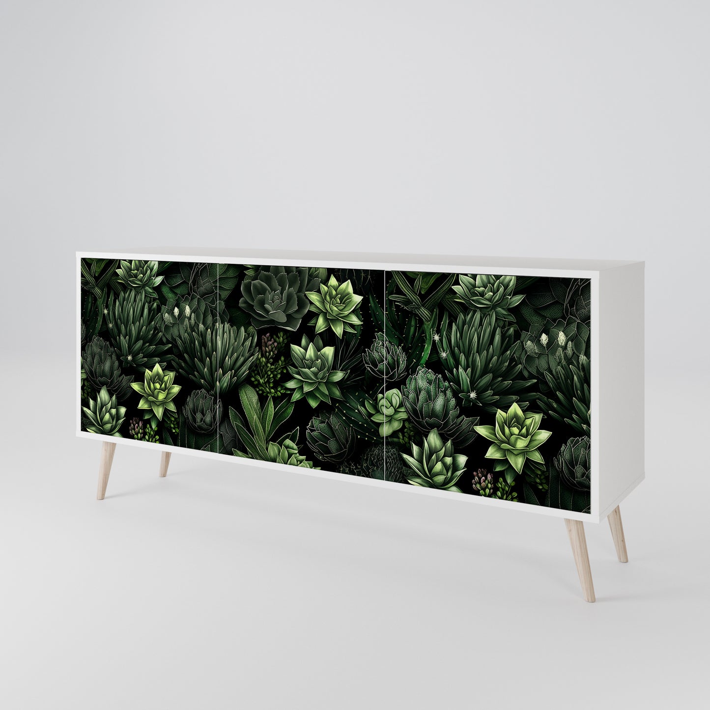 SUCCULENT JUNGLE Madia a 3 Ante in Finitura Bianca