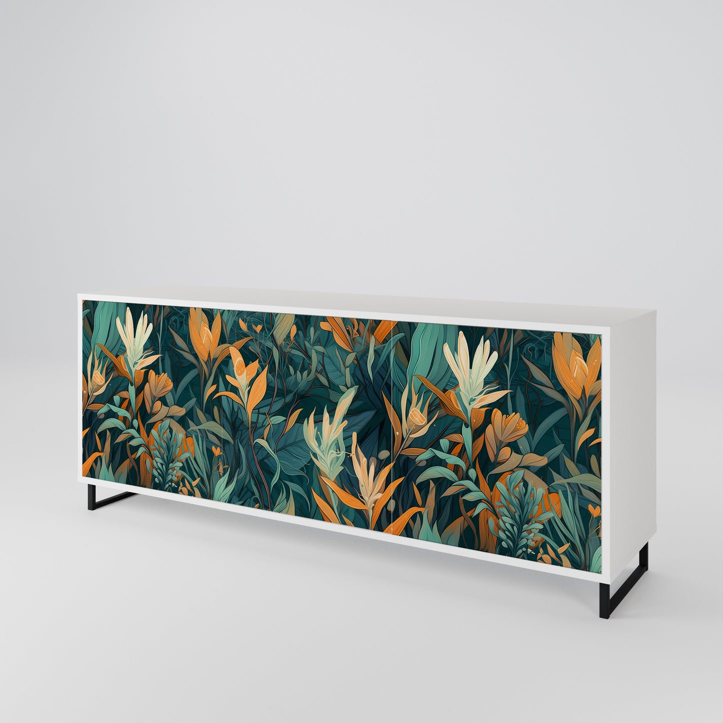 FLORAL SERENITY Madia a 3 Ante in Finitura Bianca