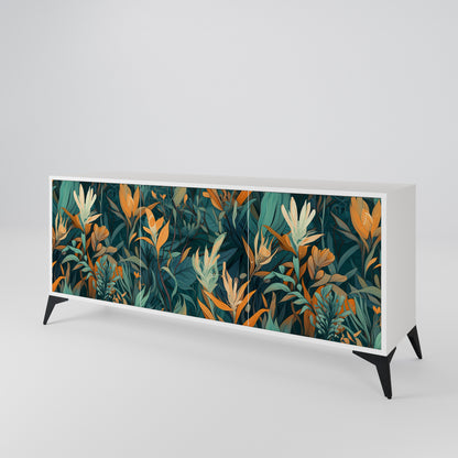 FLORAL SERENITY Madia a 3 Ante in Finitura Bianca