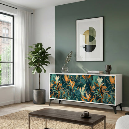 FLORAL SERENITY Madia a 3 Ante in Finitura Bianca