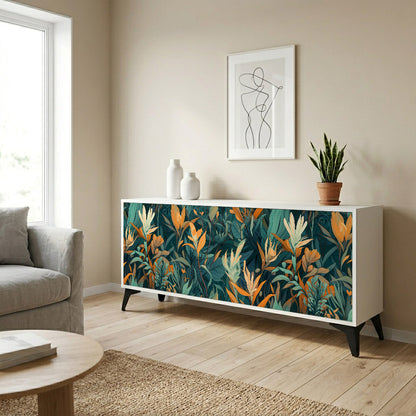 FLORAL SERENITY Madia a 3 Ante in Finitura Bianca