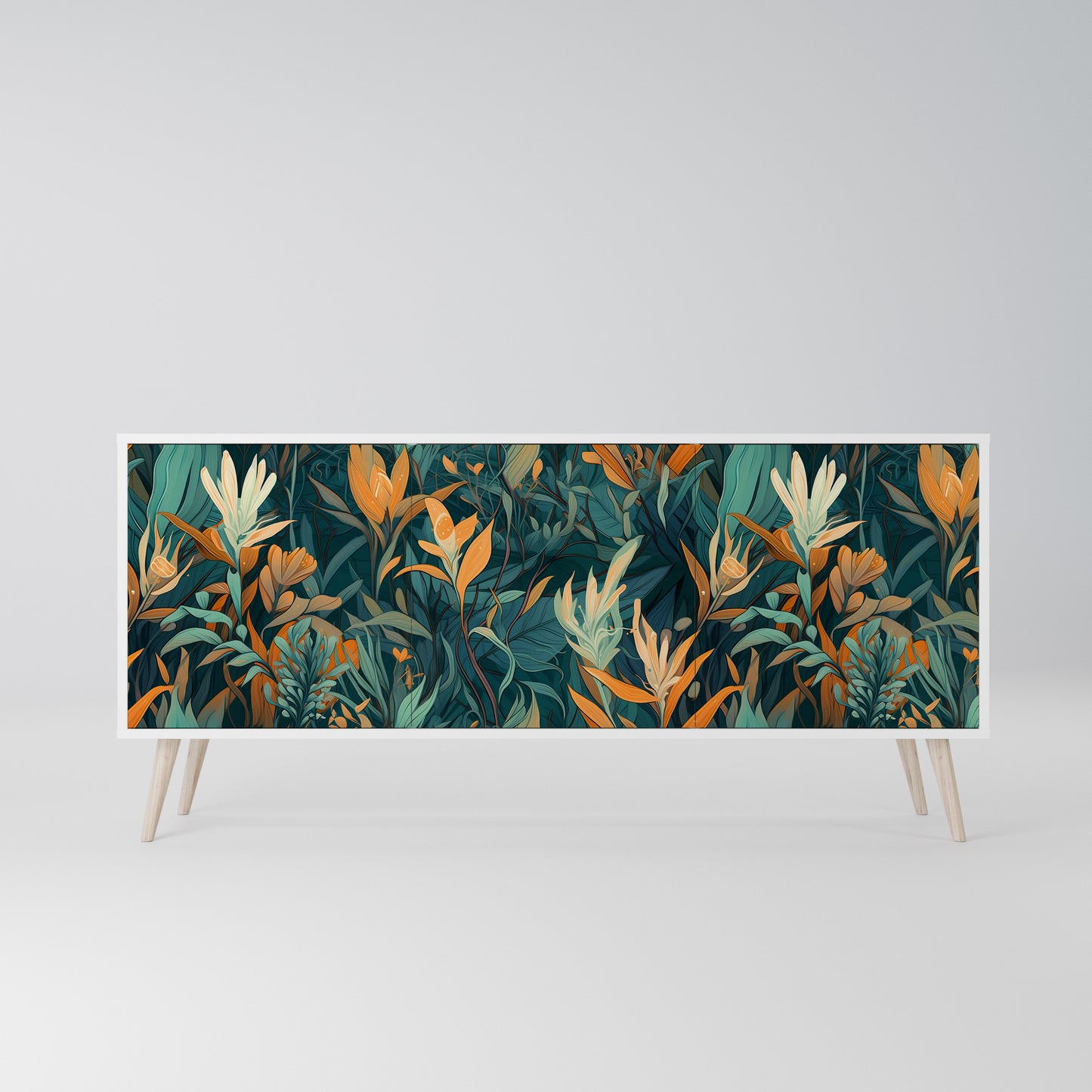 FLORAL SERENITY Madia a 3 Ante in Finitura Bianca