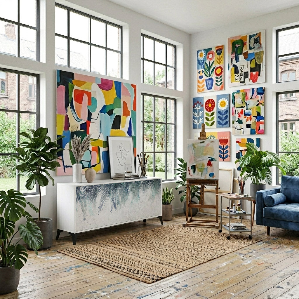 PALM VEIL Madia a 3 Ante in Finitura Bianca