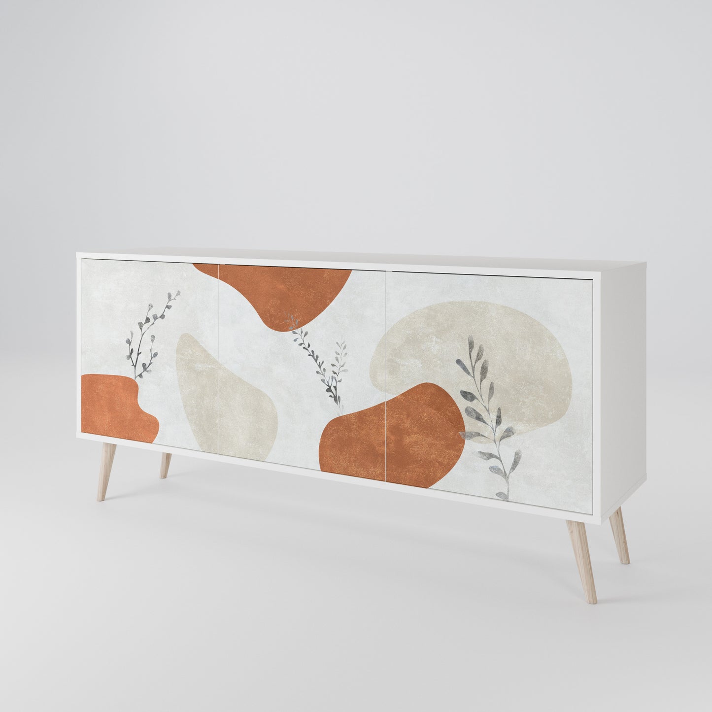 TRANQUIL TWIG Madia a 3 Ante in Finitura Bianca