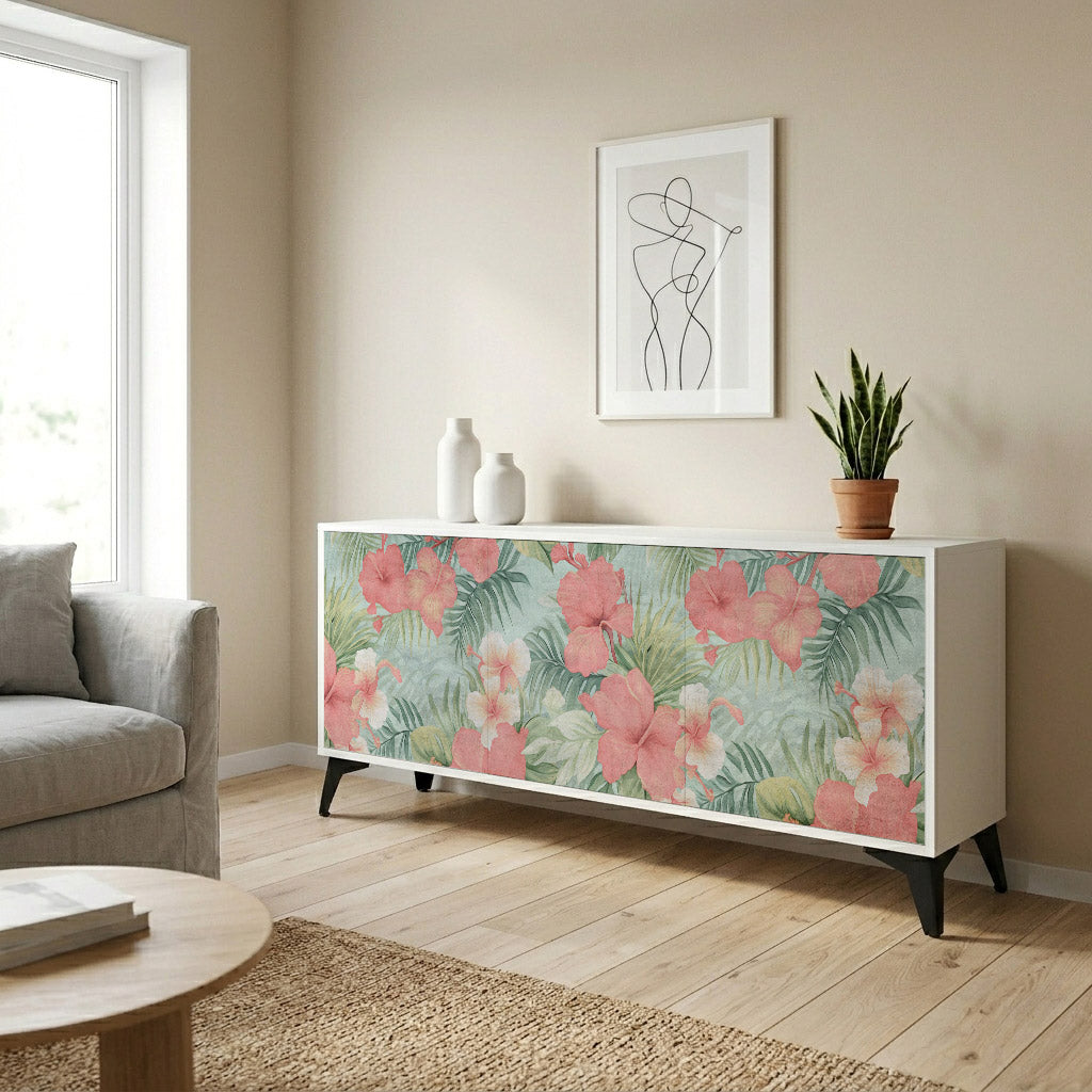 HAWAIIAN SPIRIT Madia a 3 Ante in Finitura Bianca