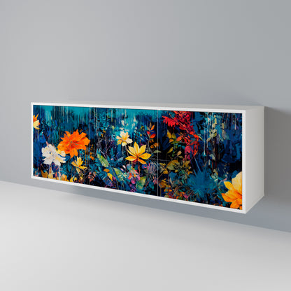 MIDNIGHT BLOSSOM Madia a 3 Ante in Finitura Bianca