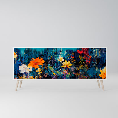 MIDNIGHT BLOSSOM Madia a 3 Ante in Finitura Bianca