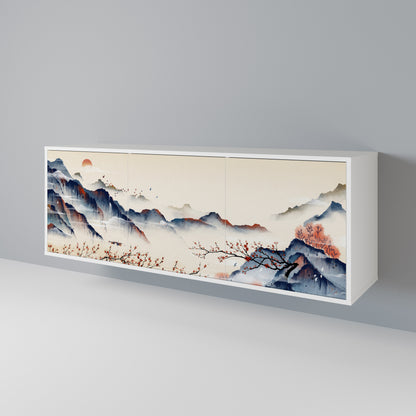 JAPANESE LANDSCAPE Madia a 3 Ante in Finitura Bianca