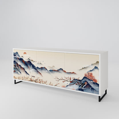 JAPANESE LANDSCAPE Madia a 3 Ante in Finitura Bianca