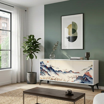 JAPANESE LANDSCAPE Madia a 3 Ante in Finitura Bianca