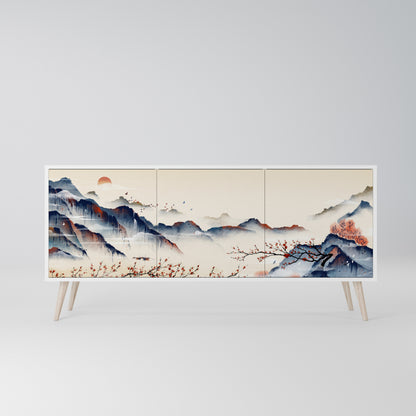 JAPANESE LANDSCAPE Madia a 3 Ante in Finitura Bianca