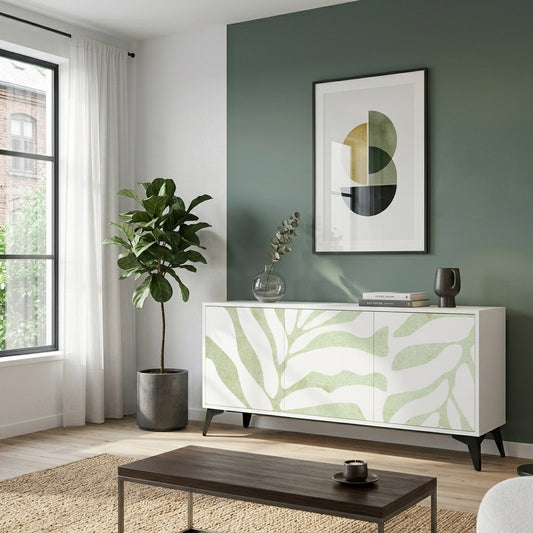 BOTANICAL SPARK 3-Door Sideboard in White Finish