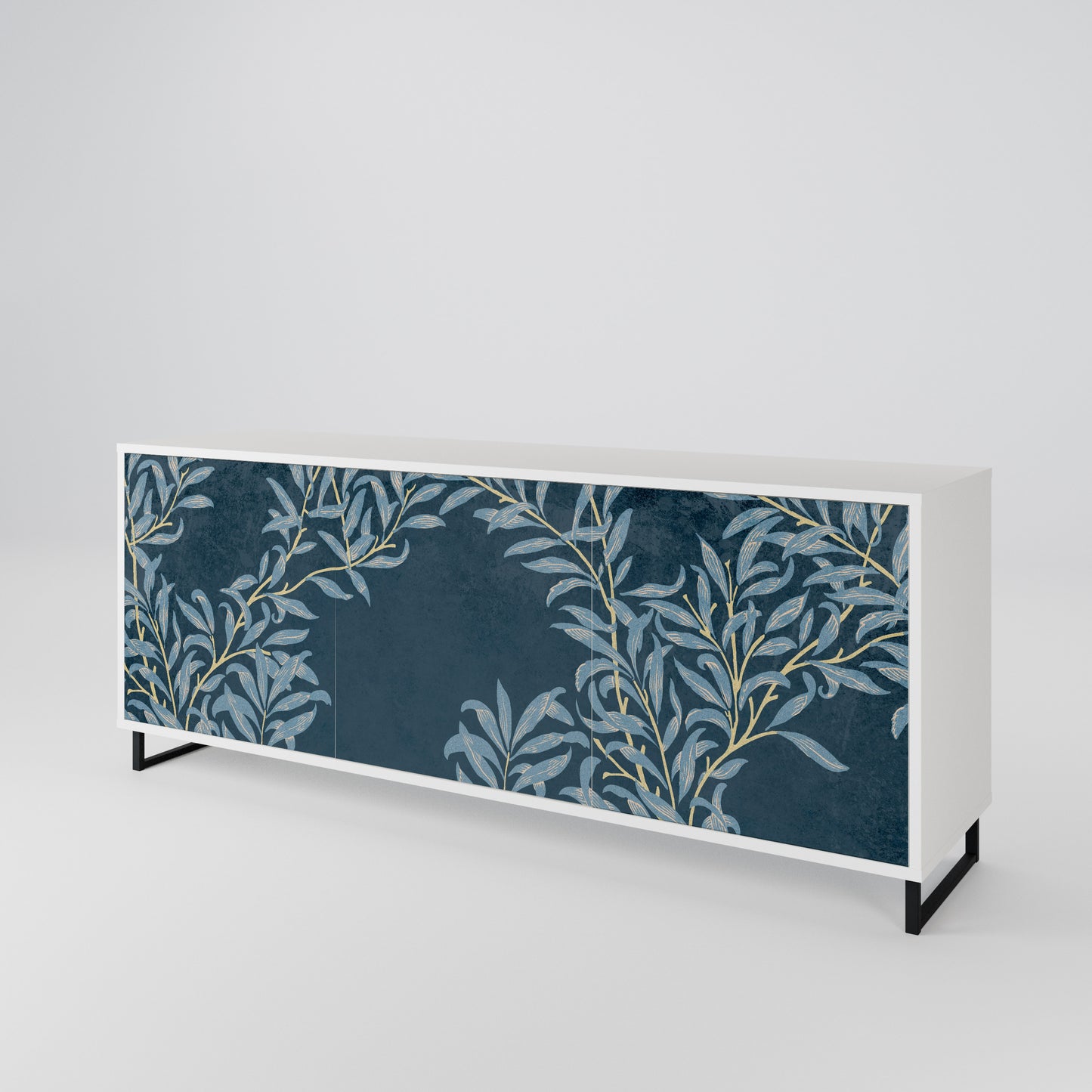 BLUE LEAVES Madia a 3 Ante in Finitura Bianca