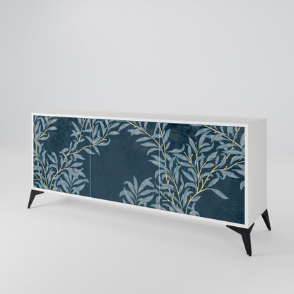 BLUE LEAVES Madia a 3 Ante in Finitura Bianca