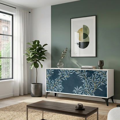 BLUE LEAVES Madia a 3 Ante in Finitura Bianca