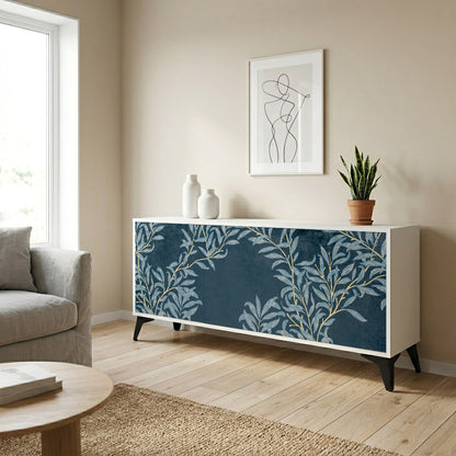 BLUE LEAVES Madia a 3 Ante in Finitura Bianca