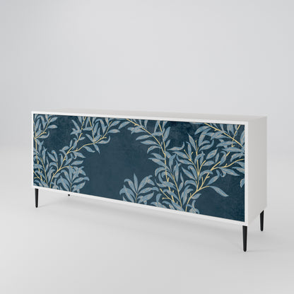 BLUE LEAVES Madia a 3 Ante in Finitura Bianca