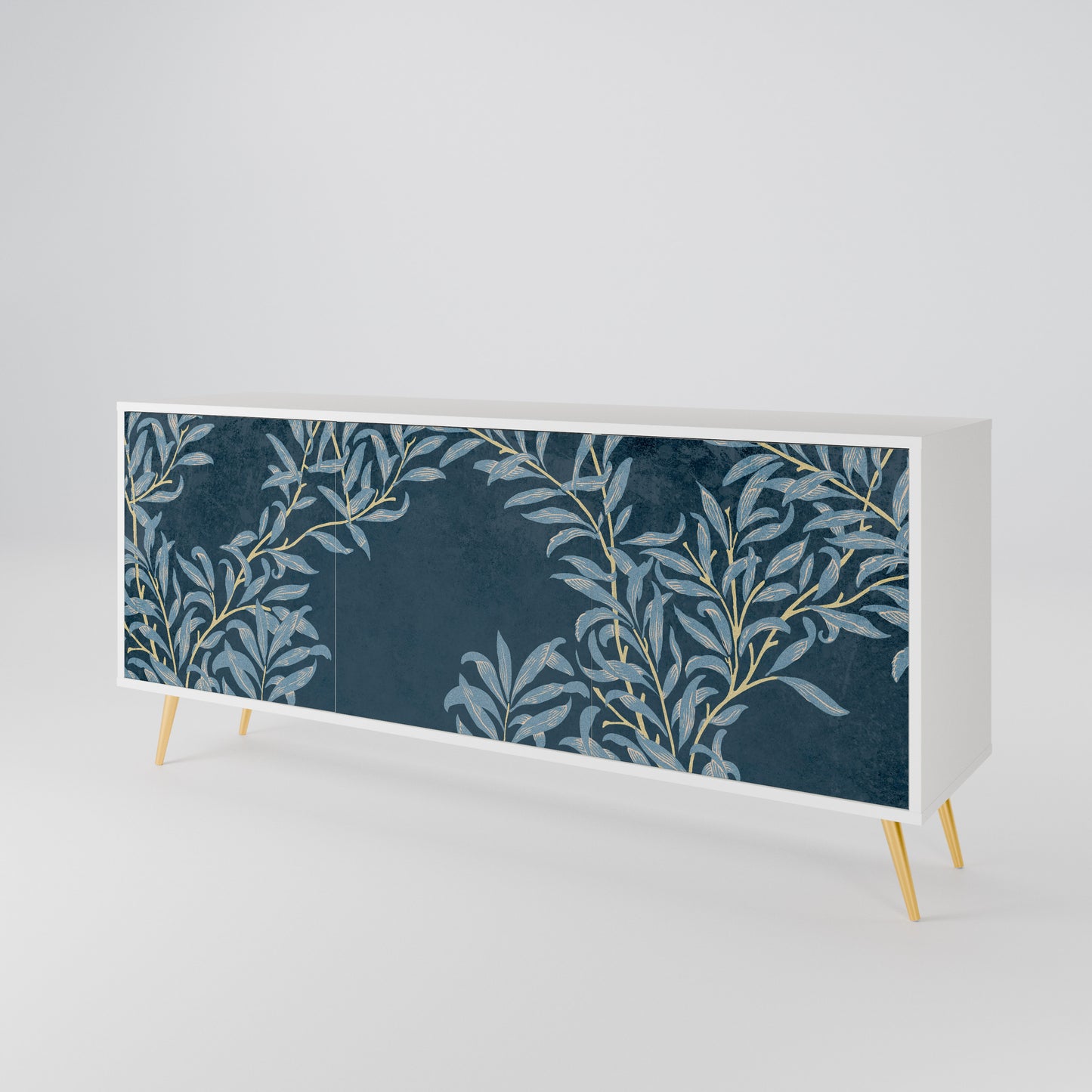 BLUE LEAVES Madia a 3 Ante in Finitura Bianca