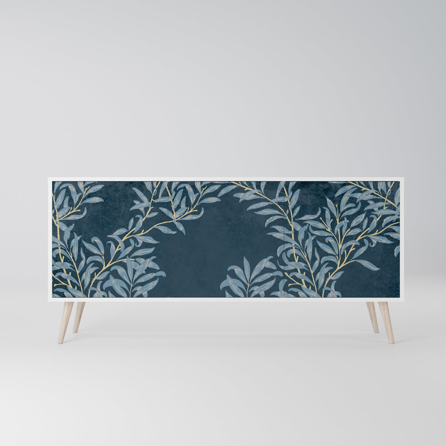 BLUE LEAVES Madia a 3 Ante in Finitura Bianca